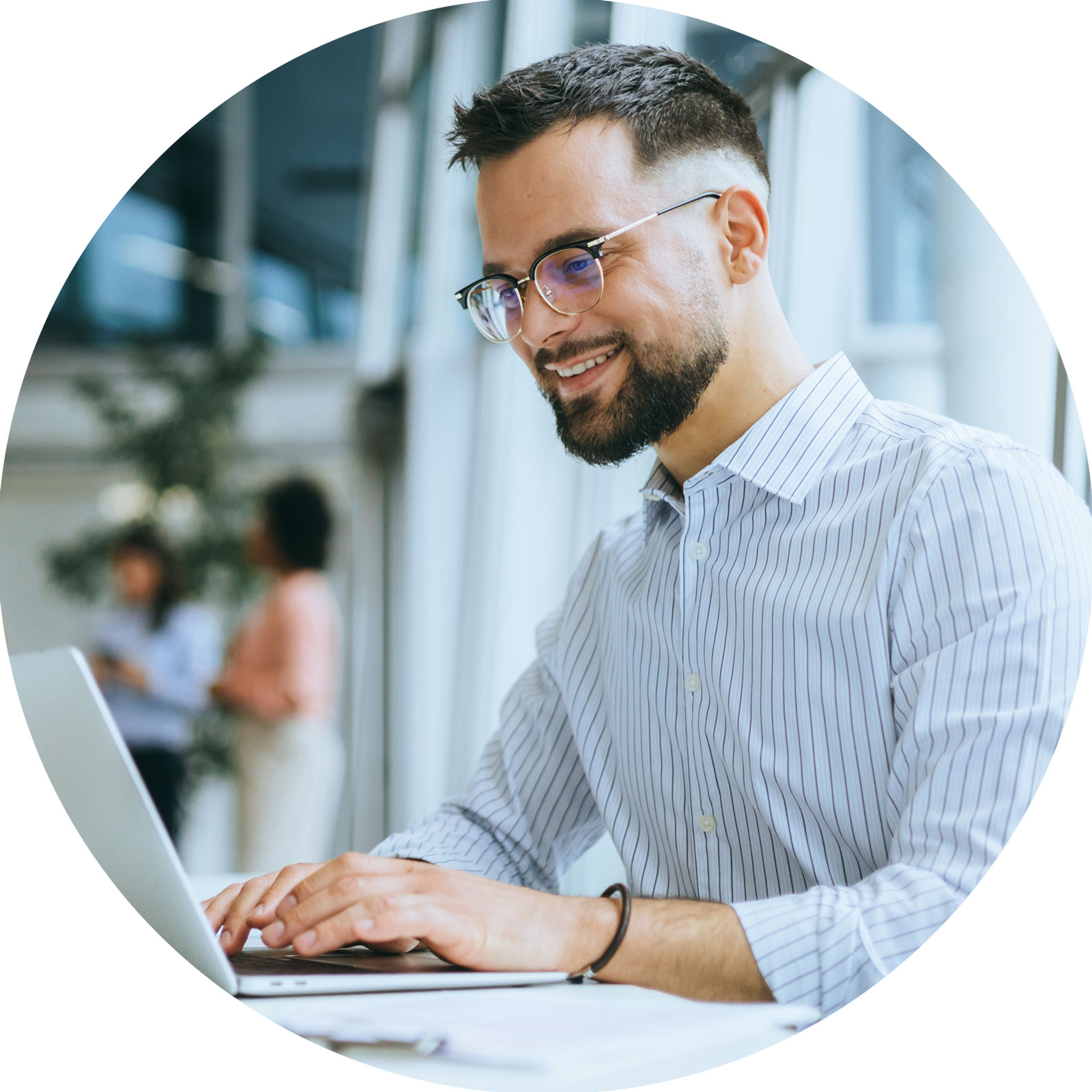 man using laptop